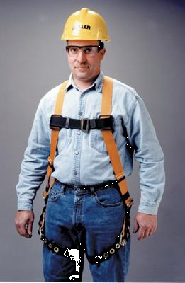 Honeywell® Miller® Universal Size Titan T-Flex Stretchable Polyester Full Body Harness With Back D-Ring, Matting Should Strap, Chest And Leg Strap Buckles, And Sub-Pelvic Strap, Tongue Buckle Leg Straps