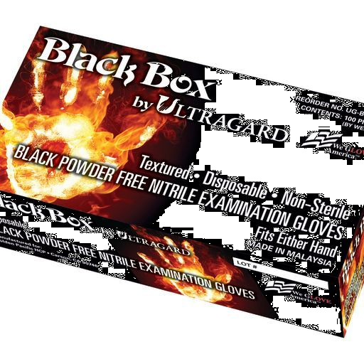 6 mil Blackbox Nitrile Black Exam PF Gloves Ultragard, Medium