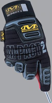 Mechanix Wear® M-Pact® 2 Mechanics Gloves With Double Layer Synthetic Leather Palm And Spandex Wrist Panel Insert, Black, Medium