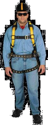 MSA Workman Vest Style Harness, Construction, Tongue Buckle Hip D-Ring, Shoulder Pads, Standard Size