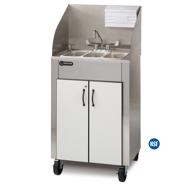 Ozark River Indoor Hot Water Triple Basin Portable Hand Wash Sink (Elite Pro Series)