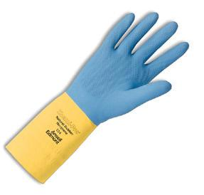 Ansell Blue/Yellow Chemi-Pro® Heavy Duty Unsupported 27 Mil Neoprene Over Natural Latex Cotton Flock-Lined 13\