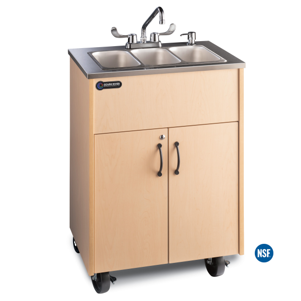 Ozark River Triple Basin Standard Height Portable Sink (Silver Premier 3)