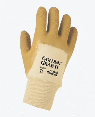 Ansell Golden Grab-It® Rubber Palm Coated Glove With Crinkle Finish And Knitwrist