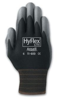 Ansell Gray/Black HyFlex® Lite Dipped Gloves With Knit Lining And Color-Coded Cuff (12 pairs per pack), Size 10